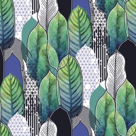 唯美彩绘纹理树叶羽毛花矢量图案