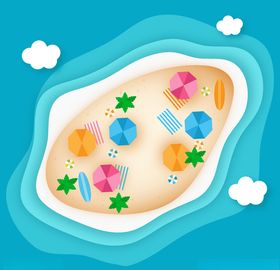 小岛自然风光图片素材插画插图Ai矢量