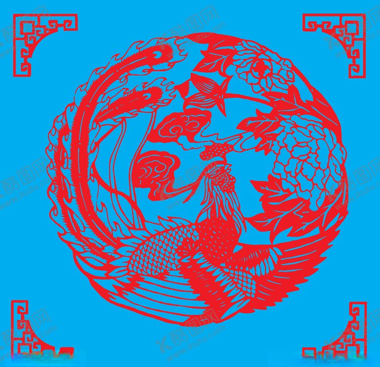 编号：87811710010400071193【酷图网】源文件下载-凤穿牡丹剪纸