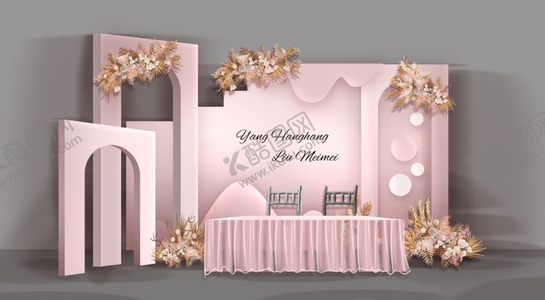 编号：79202110290233443793【酷图网】源文件下载-婚礼设计签到区粉色系风格