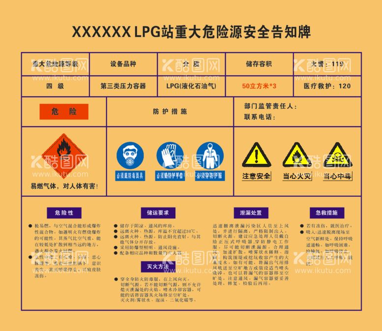 编号：21800611301211239509【酷图网】源文件下载-LPG 危险告知牌