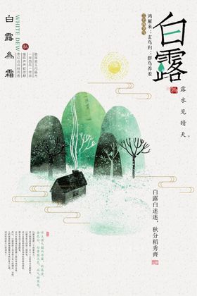 中国风简洁白露海报