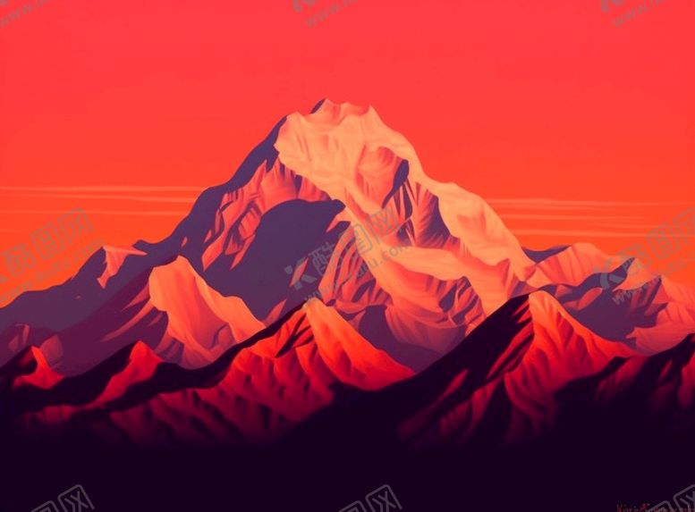 编号：93458710190325534164【酷图网】源文件下载-卡通动漫夕阳下雪峰