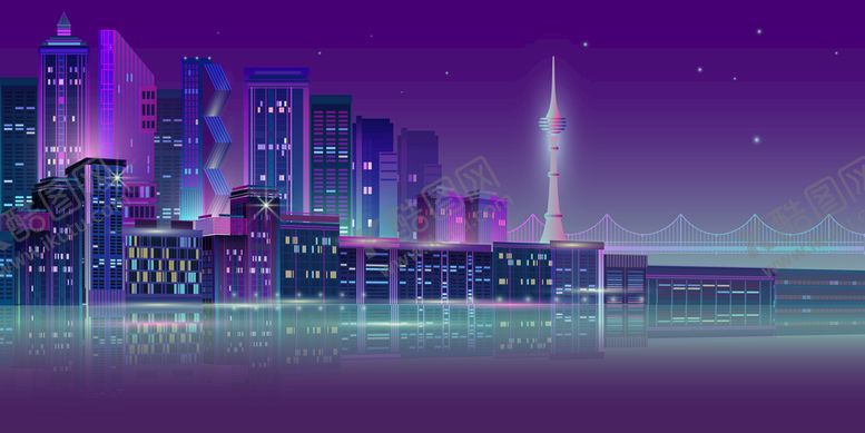 编号：68742309261007261546【酷图网】源文件下载-城市夜景插画