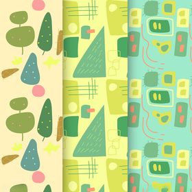 清新几何植物图案背景