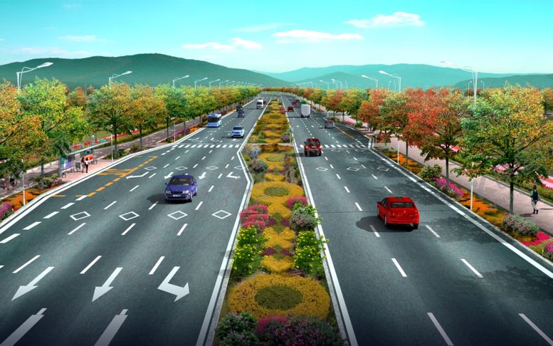 编号：35807010272339036285【酷图网】源文件下载-道路绿化景观效果图