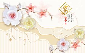 家和梅花背景墙团