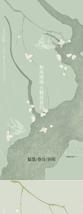 质感春分谷雨节气海报