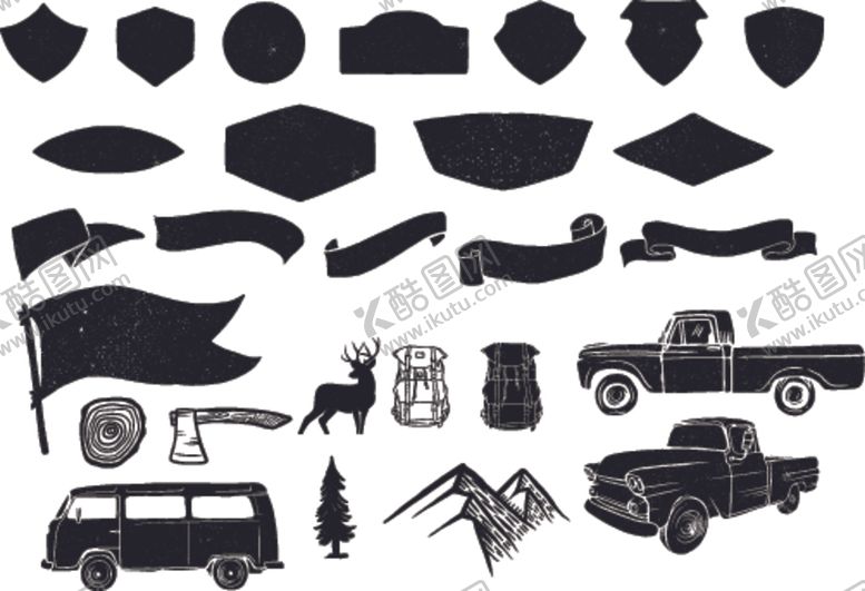 编号：32301510122046191943【酷图网】源文件下载-黑白磨损汽车盾牌纹章