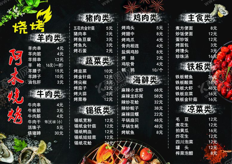 编号：63457110100241142378【酷图网】源文件下载-烧烤菜谱