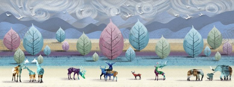 编号：76347105142028351097【酷图网】源文件下载-创意国潮装饰画图片