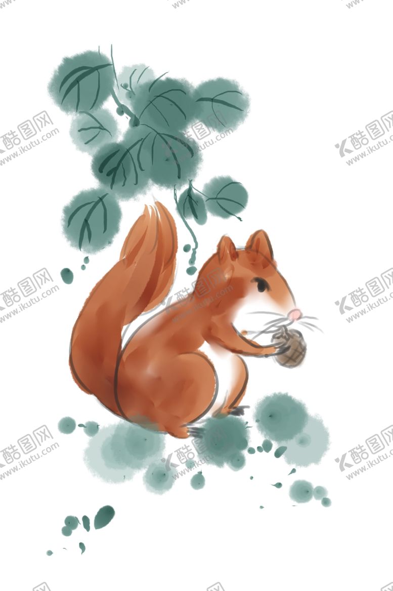 编号：21037109241311044190【酷图网】源文件下载-松鼠国画素材