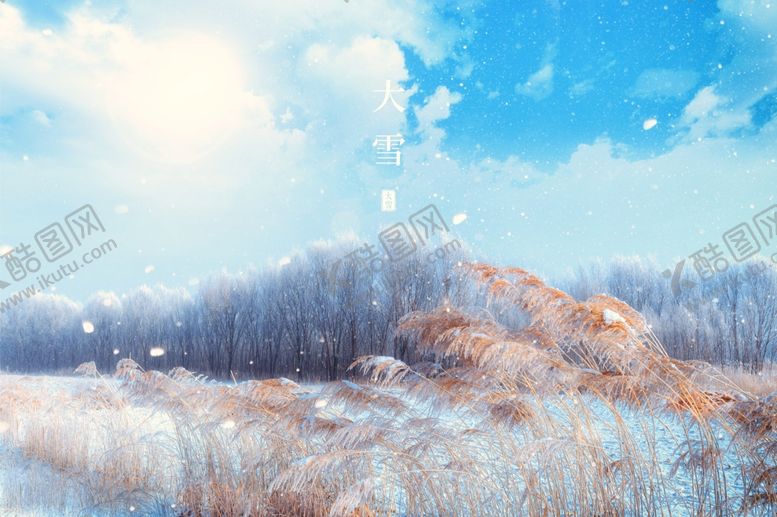 编号：73538701260009433414【酷图网】源文件下载-大雪创意芦苇蓝天