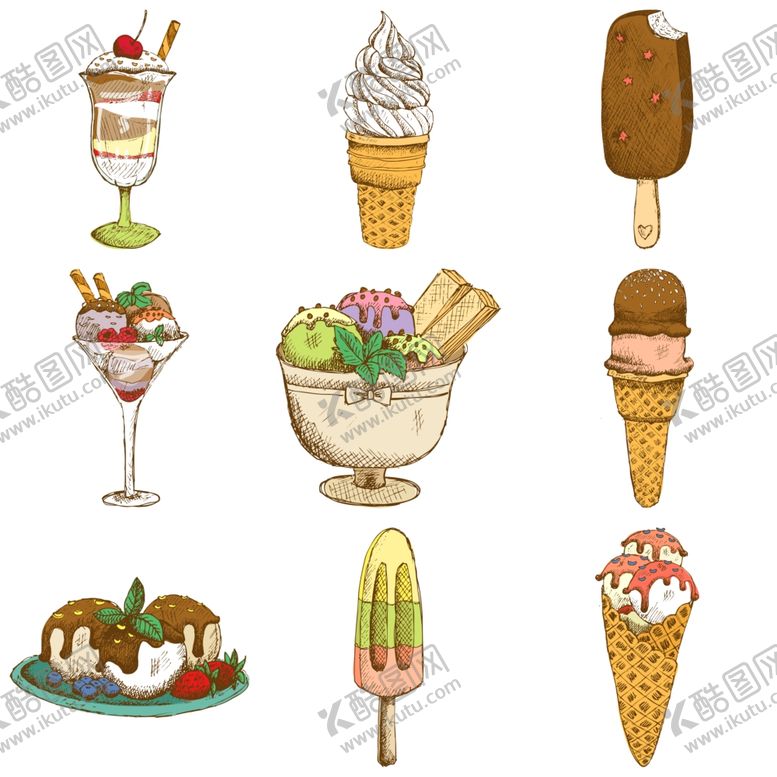 编号：24078309190339174956【酷图网】源文件下载-卡通冰淇淋