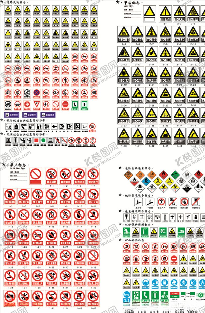 编号：94085805020649161228【酷图网】源文件下载-安全警示禁止等各类标志矢量