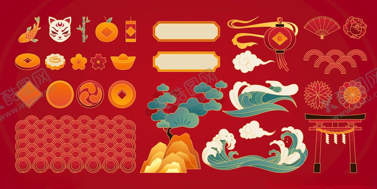 编号：52664803312314132266【酷图网】源文件下载-喜庆马年春节装饰插画