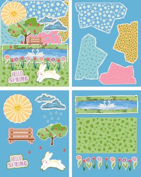 夏季郊游户外场景矢量插画