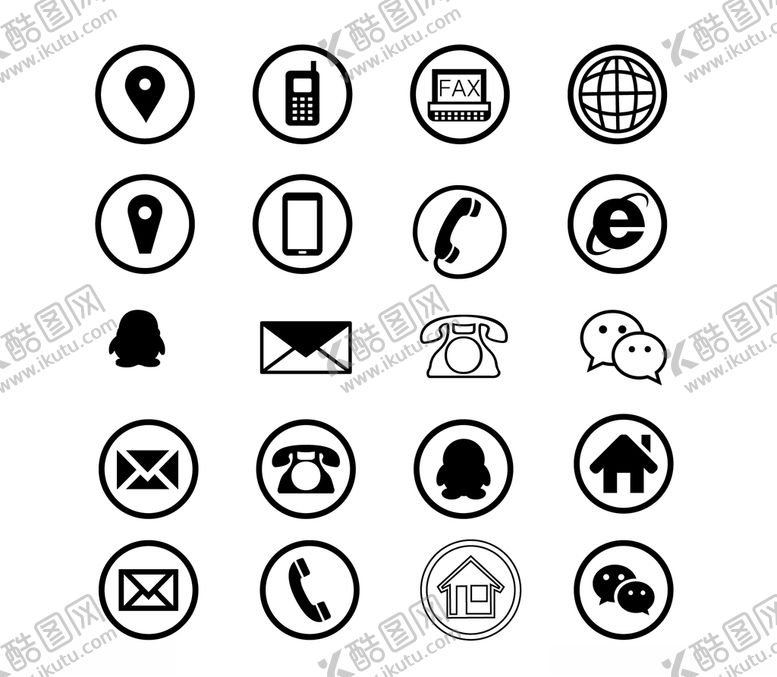 编号：98452510091758477856【酷图网】源文件下载-电话地址小图标元素矢量文件