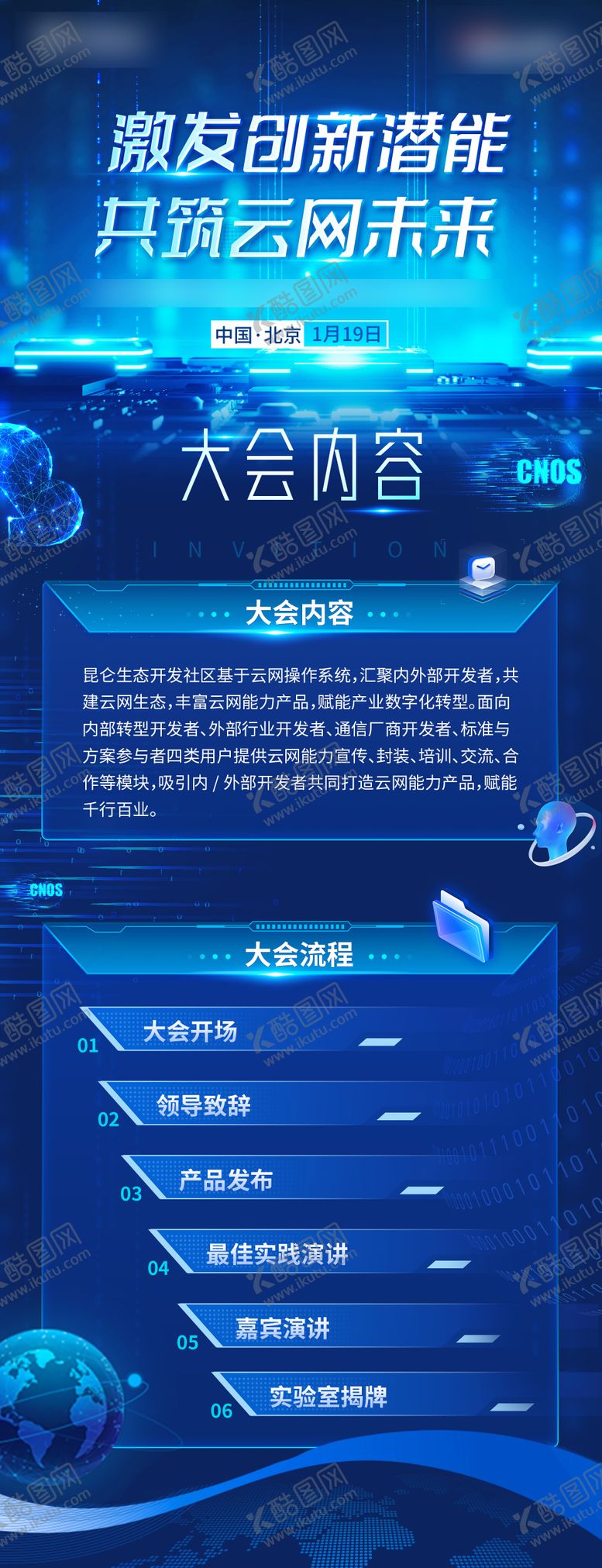 编号：14339104141936214631【酷图网】源文件下载-蓝色未来创新大会电子邀请函