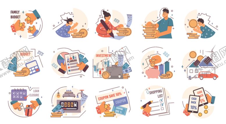 编号：74596610300950523346【酷图网】源文件下载-多样办公场景插画集合