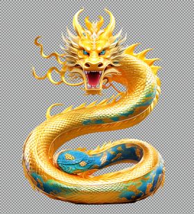 金龙年卡通形象年海报手绘
