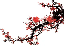 梅花素材剪纸水墨风山水画图标