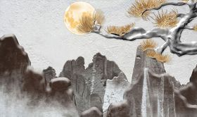 中式背景墙现代简约护板国风新壁画