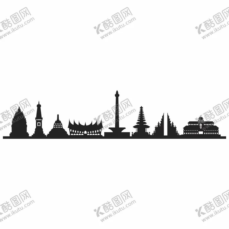 编号：47185909152356051907【酷图网】源文件下载-印尼建筑物剪影