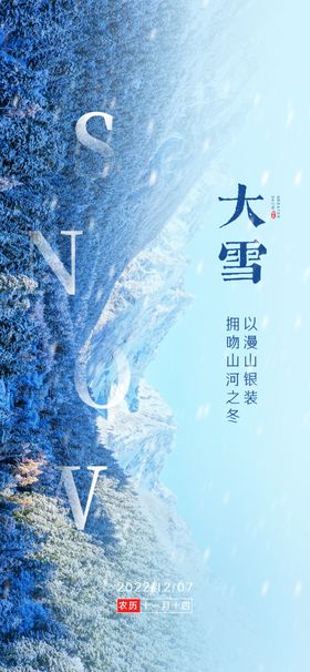 寒冬二十四节气大雪海报展板