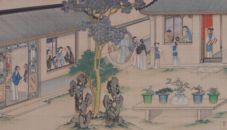 编号：90081805150151208008【酷图网】源文件下载-红楼梦场景精美工笔画