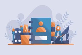 扁平化图形礼物盒与文具