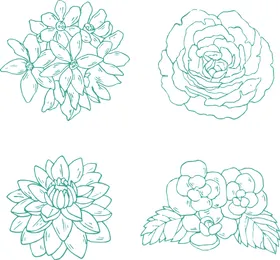 花卉春天边手绘