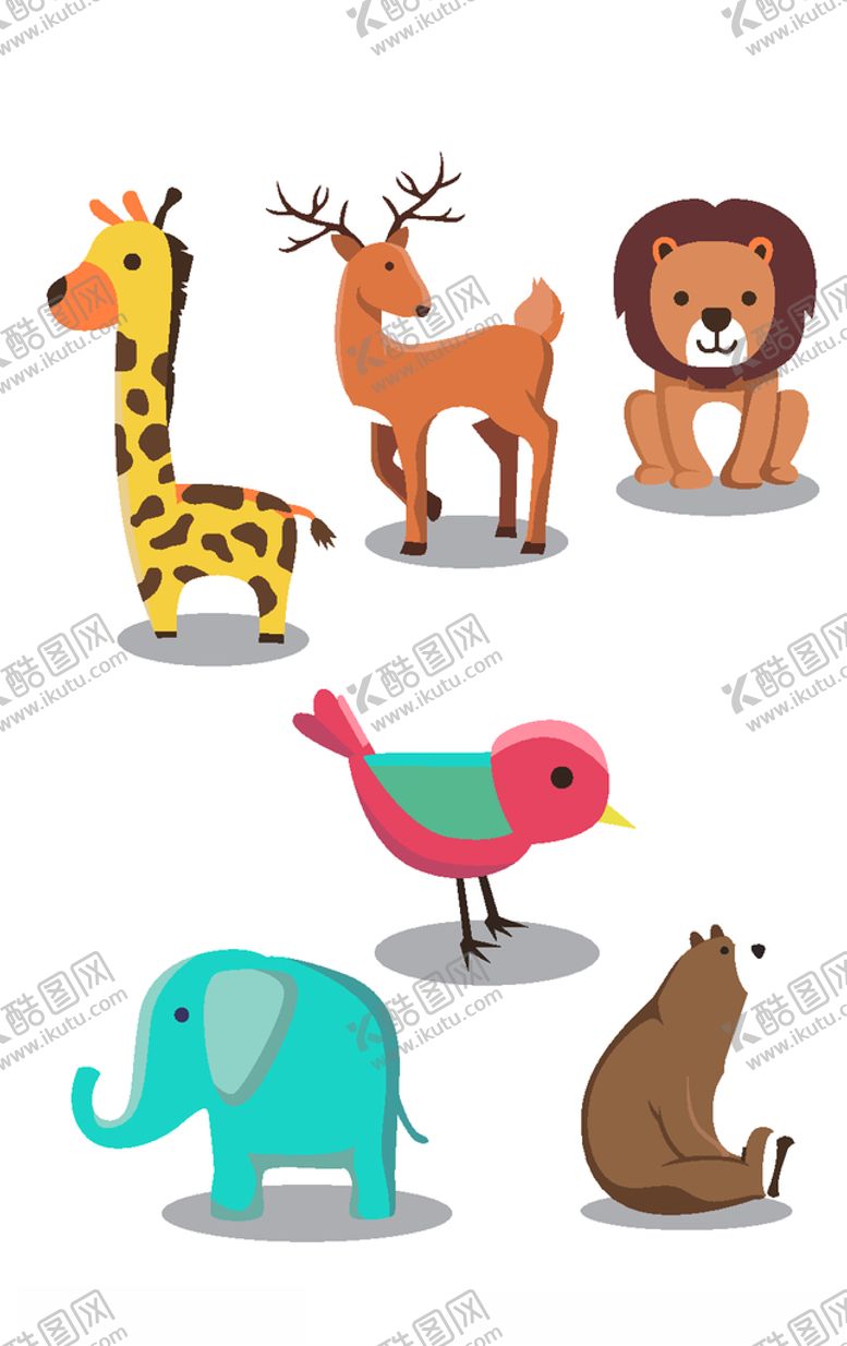 编号：57722205070800548085【酷图网】源文件下载-手绘卡通动物素材