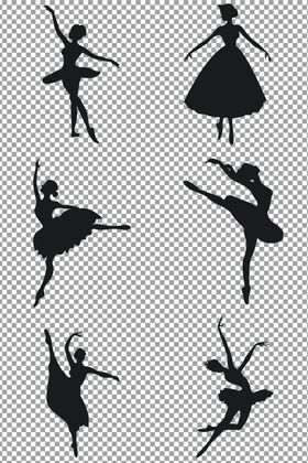 跳舞女孩插画剪影