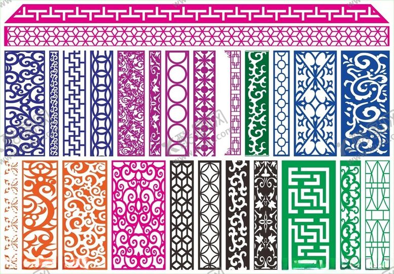 编号：53243111020442567276【酷图网】源文件下载-窗花镂空花纹屏风隔断雕花