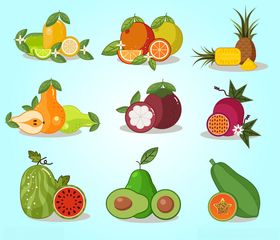 多彩水果贴纸集合