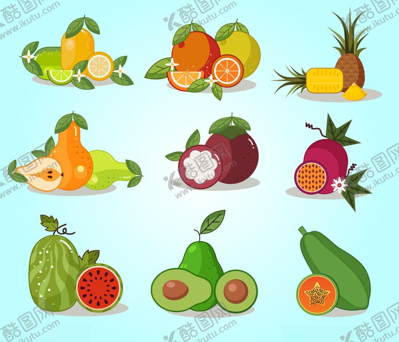 编号：11183004102148216216【酷图网】源文件下载-多彩新鲜水果集合