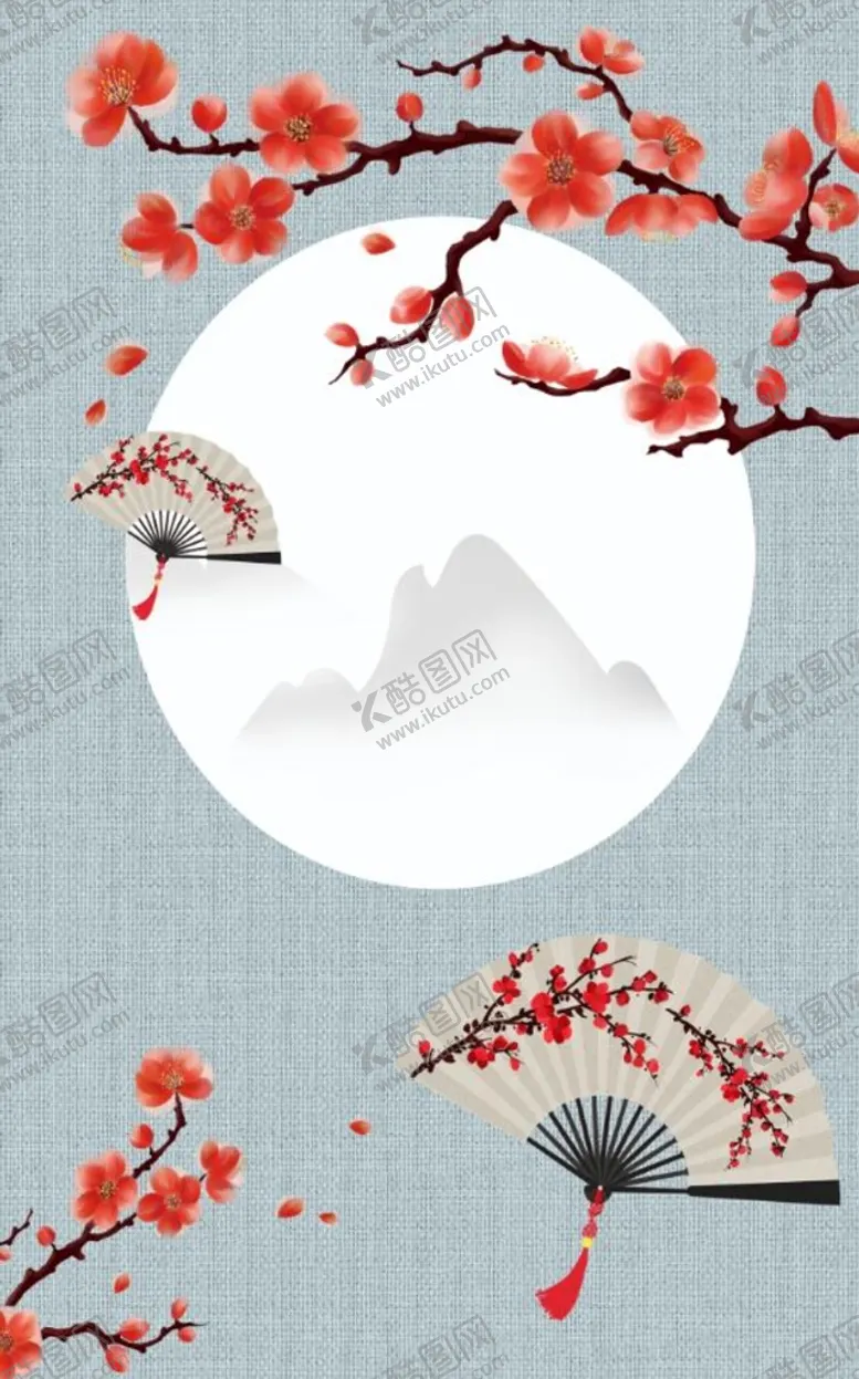 编号：16529709131554040835【酷图网】源文件下载-水墨折扇装饰画
