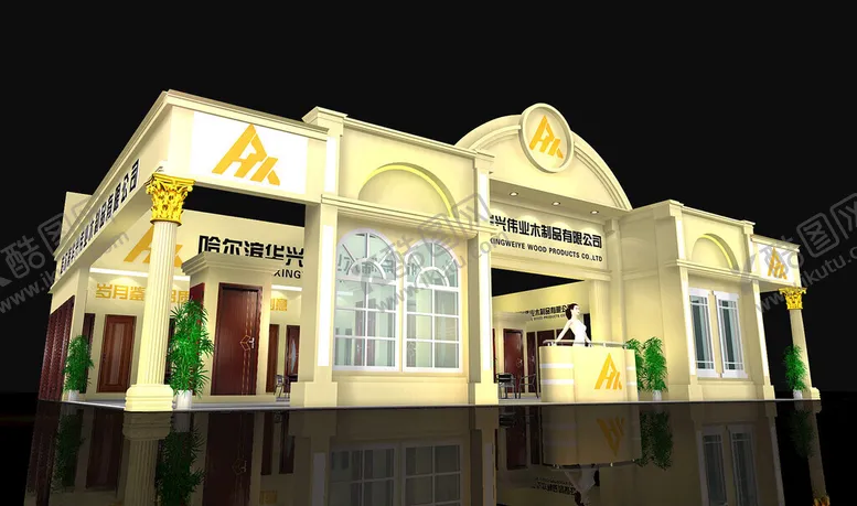 编号：56987502150457446240【酷图网】源文件下载-展览3D模型二面开口