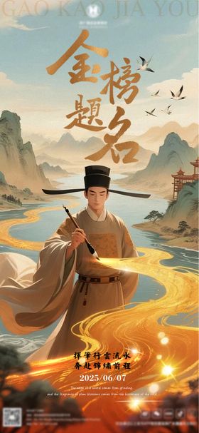 高考加油古风海报