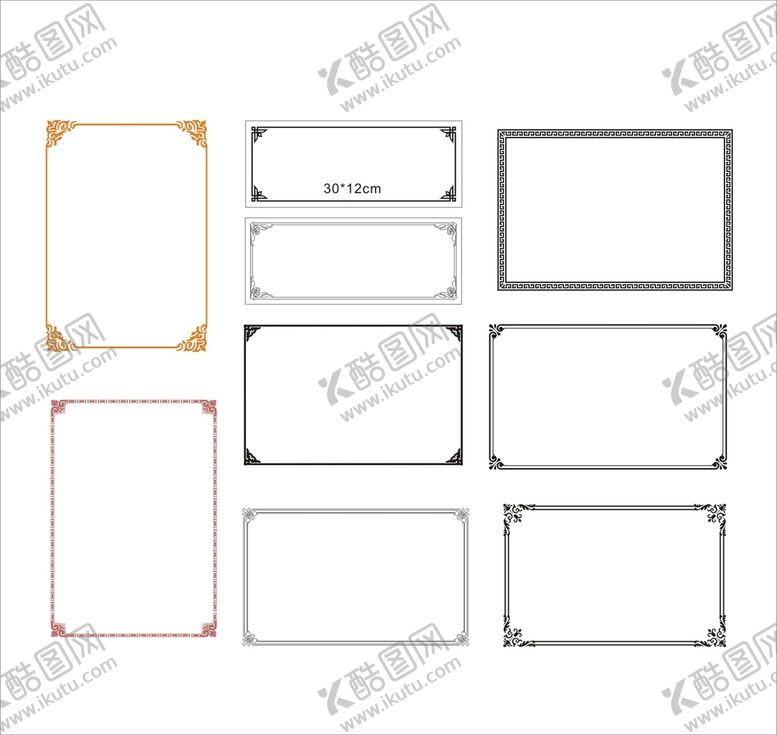 编号：31063502131203338007【酷图网】源文件下载-装饰框花纹画框矢量图形