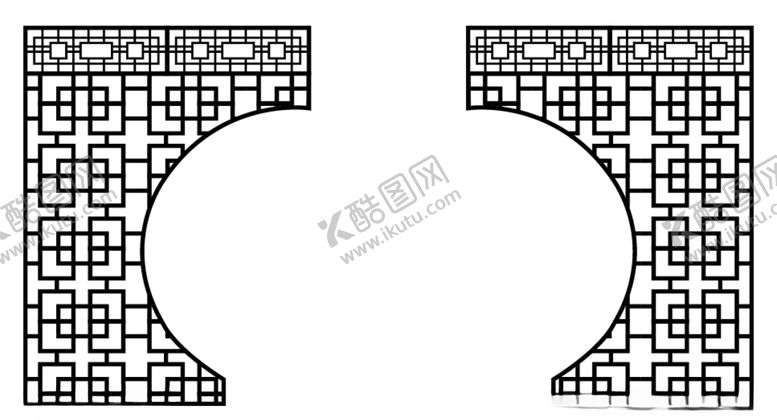 编号：39265605011955266512【酷图网】源文件下载-中式窗格月亮门