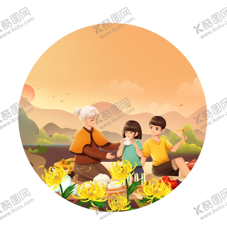 编号：20871302241159486042【酷图网】源文件下载-重阳人物老人与小孩