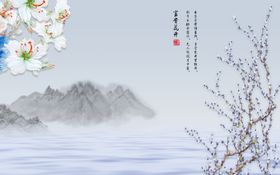 花鸟画梅花背景墙