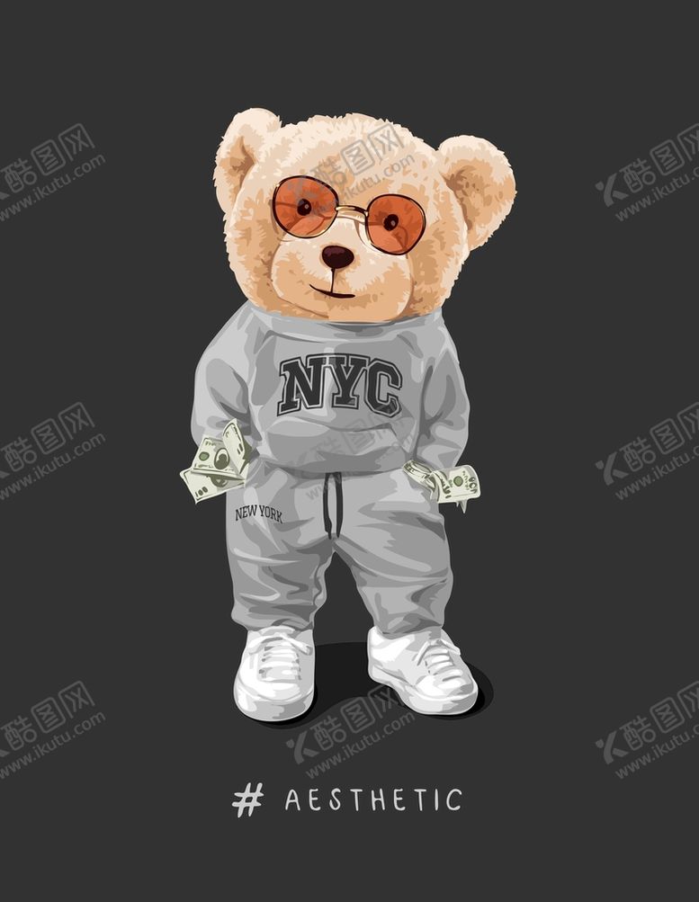 编号：98325710081635542108【酷图网】源文件下载-卡通 熊 英文 彩色 满印