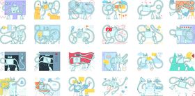 可爱动物插画图案