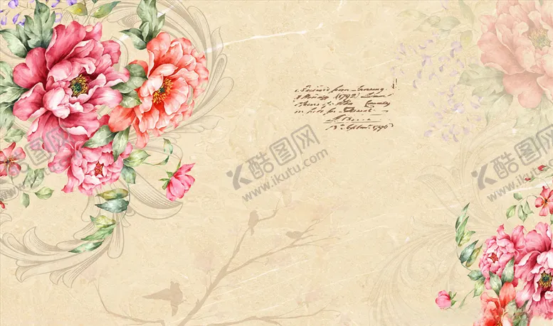 编号：84284104272225408239【酷图网】源文件下载-花鸟画花藤背景墙