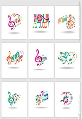 彩色琴行logo音乐音符矢量素