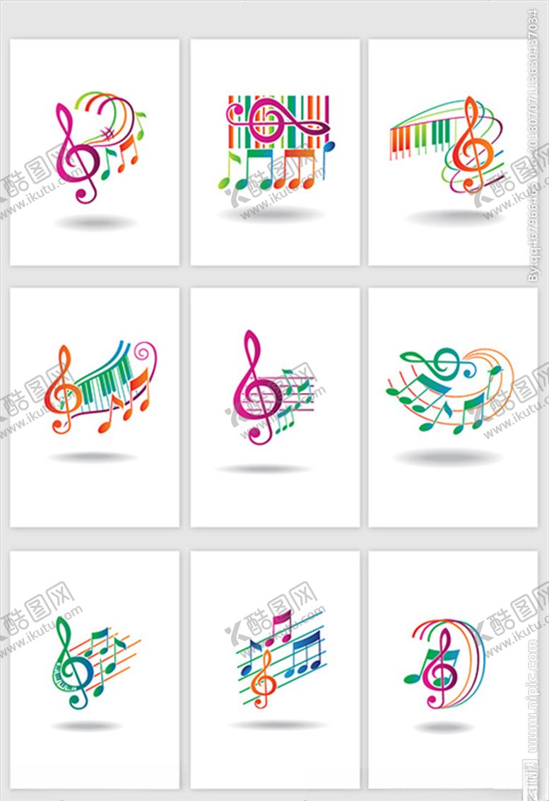 编号：86322109211521001264【酷图网】源文件下载-彩色琴行logo音乐音符矢量素