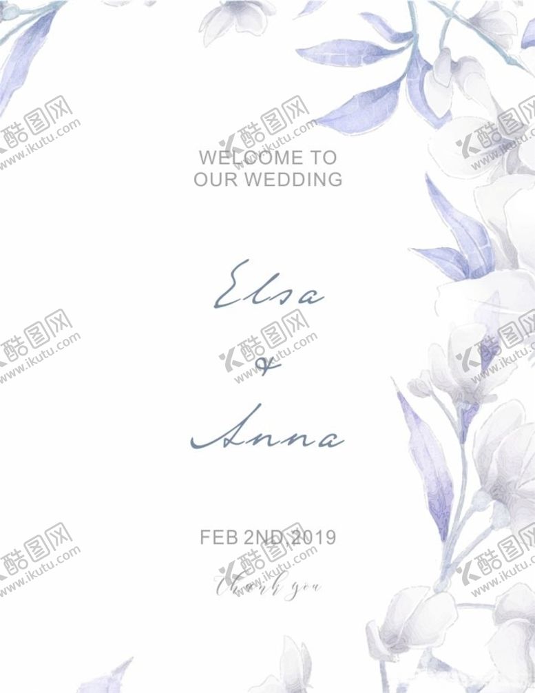 编号：61490509250838446119【酷图网】源文件下载-蓝色手绘水彩花朵水牌